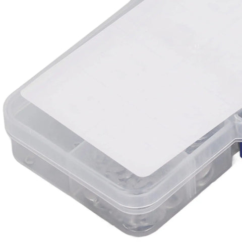 200Pcs E Clip Assortment Kit Stainless Steel External Retaining Circlip in storage box top view