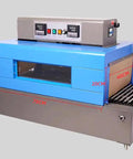 No Fuss Thermal Heat Shrink Packaging Machine Tunnel With Digital Temp Control For Pof Pvc Sheets And Channel Signs Killer Industrial Sealer Unit Delivering Slick Wrap Results Daily, blue machine with digital display and rollers.