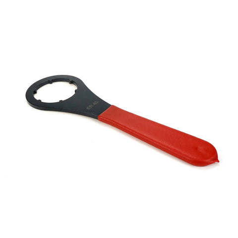 Pro Grade ER40 Nut Wrench Spanner For Collet Chuck Nut, heavy duty carbon steel machining tool with red handle.