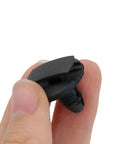 Close-up of a black trim clip from the 20 Piece Engine Compartment Trim Clip Fasteners For Porsche Cayenne 2011 To 2018 Heat Resistant Plastic.