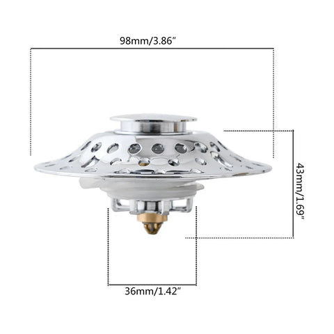 Lightweight Stopper, Bathtub Drain Plug for Various Drain, silver metal, dimensions 98mm x 43mm, modern design
