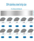 30-piece 304 stainless steel shim stock set, 1 in x 6 in, includes 10 thicknesses for leveling and gap filling