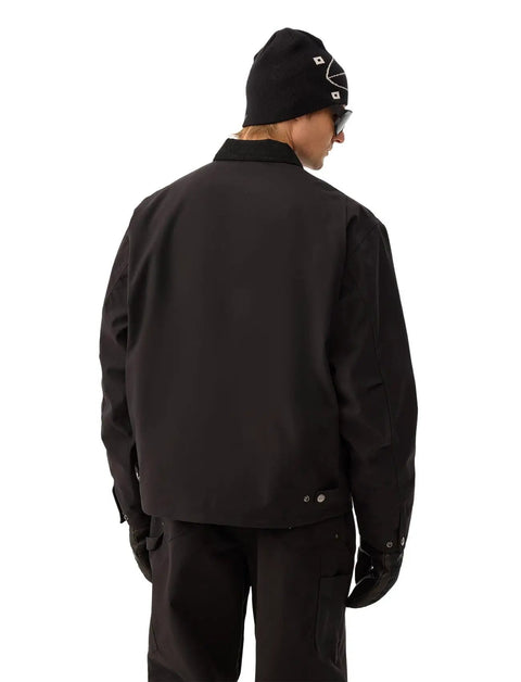 Back view of unisex waterproof snow ski jacket with fleece lining warm insulated winter coat for snowboarding and skiing on the slopes