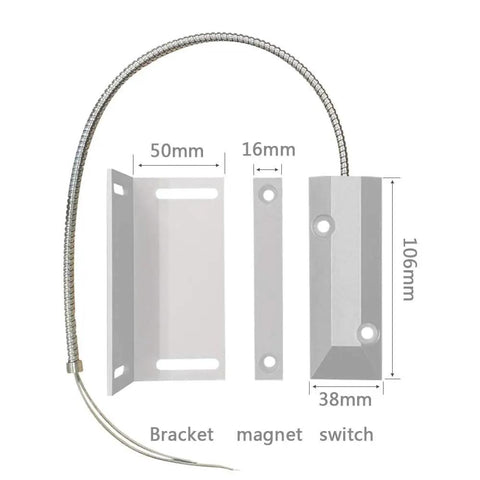 Heavy Duty Wired Alarm Magnetic Contacts Switch Sensor NC With Adjustable Bracket For Garage And Roller Door Ground Surface Mount Zinc Alloy