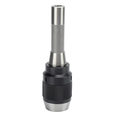 Premium Integral Drill Chuck Keyless With Straight Shank For Milling Machine, Features 1-13mm Clamping Range showing silver and black design