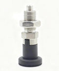 Top Shelf Stainless Steel Indexing Plunger With Easy Grab Nylon Handle And No Hassle Self Locking Design For Quick Workshop Clamping And Heavy Duty Fabrication Work features a robust stainless steel body.