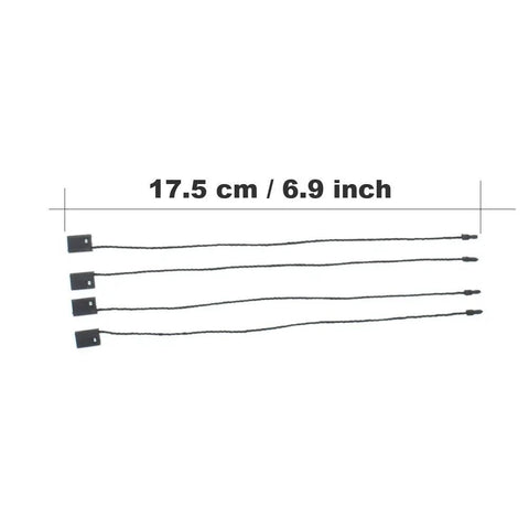 Heavy Duty Nylon Hang Tag Strings With Self Locking Quick Snap Binders 7 Inch with plastic squares, 4 pieces, for garment label organization.