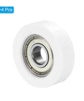 Four Pack 10X38Mm Nylon Pulley Wheels With 608 ZZ Bearings, smooth white wheel showing bearing for drawer slides.