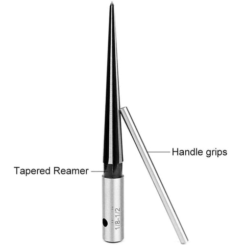 Bridge Pin Hole Reamer, Tapered 5 Degree, Six Flute Luthier Tool For Acoustic Guitars, with soft vinyl handle grips
