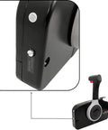 Close view of Suzuki Outboard Remote Throttle Control 67200-93J50 for side-mounted control box, black unit with handle and neutral lock.