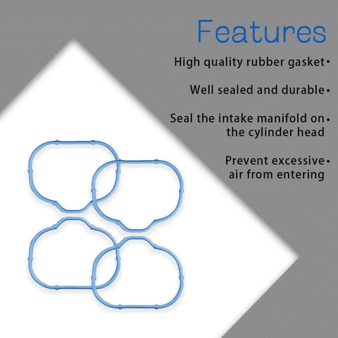 Intake Manifold Gasket Set With Lower And Upper Plenum Gaskets Rubber Seals Kit features description on gray background