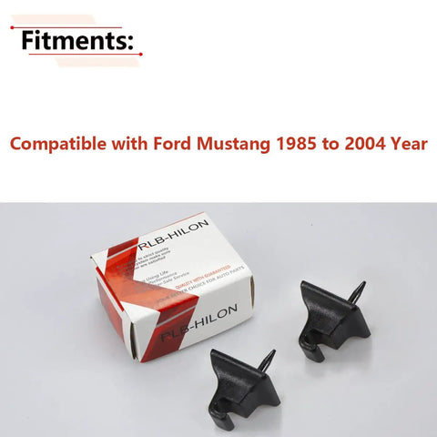 2 Pack Sun Visor Retainer Clips for Ford Mustang 1985-2004 Black Replacement Fasteners shown with packaging