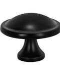 10 Pack Black Round Mushroom Cabinet Knobs For Dresser And Drawer 1.5 Inch Diameter, matte black aluminum knob side view