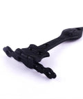 Black Wrought Iron Door Strap Hinges, 6-Inch Long Antique Colonial Spear Tip, Rust Resistant, flush mount angle view