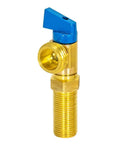 Heavy Duty Brass Washing Machine Shut Off Valve With Blue Quarter Turn Handle For Cold Water Lines Half Inch Mip To Three Quarter Mht Outlet Box No Sweat Install, 1/2 inch inlet.