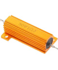 Heavy Duty Aluminum Heatsink Resistor 50 Watt 10 Ohm chassis screw mount, wirewound, orange heatsink component.