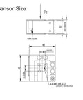Technical drawing of Beefy 3D Multi Axis Force Sensor With Torque Arm End Effector Joint for Robotic Arms, dimensions labeled.
