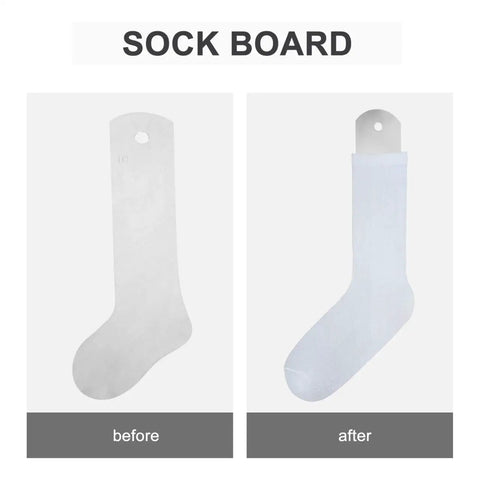Lightweight Aluminum Sock Fixing Board 11.02 Inch For Heat Press Sublimation Sock Jig with hanging hole showing before and after use