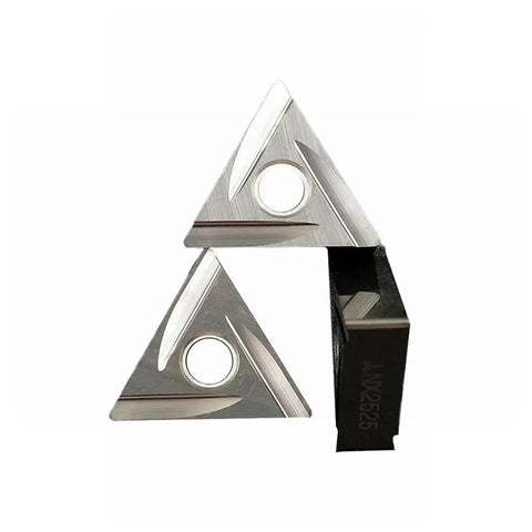 Top Grade 10 Piece Indexable Carbide Lathe Tool Set Featuring TNMG160404R-2G Metal Ceramic Triangle Blades close-up, showing precision tips.