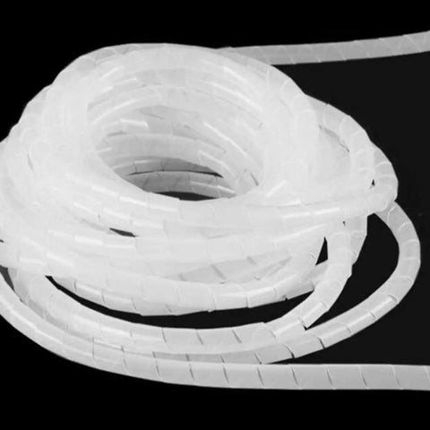 Spiral Cable Wrap 4mm 25m White Cable Organizer Sleeve for TV PC Home Cinema CCTV Wires Tidy Binding Durable PE Material Flame Retardant