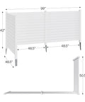 Image showing dimensions of Three Panel Backyard Privacy Fence White PVC 48 Inch Wide By 42 Inch High No Dig Privacy Screen With 18 Inch Ground Stakes.