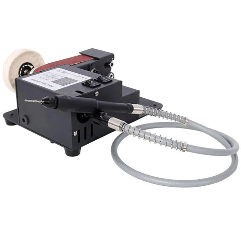 Versatile Mini Belt Sander And Rotary Tool Combo With 7-Speed Variable Control, dual motor setup, compact design for woodworking.