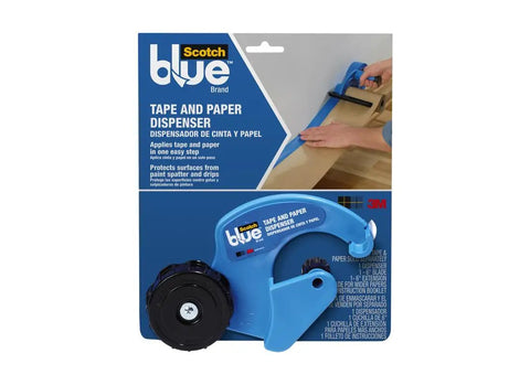 Painter's Tape And Paper Dispenser for Fast Surface Protection, Dispenses Masking Tape and 12 Inch Masking Paper With Plastic Blade