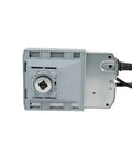 Compact Damper Actuator AC DC 24 Volt 20 Nm Torque Valve Controller top view with connection cables for HVAC control.
