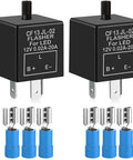 Two Pack 12V 3 Pin LED Flasher Relay CF-13KT For Motorcycle Turn Signals 0.1W To 150W Adjustable Hyper Flash Fix For LED And Bulbs