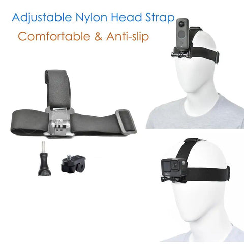 "No Fuss All In One Mount Bundle For Chest Harness Head Strap Backpack Clip And Wrist Mount For Insta360 X5 X4 X3 Ace Pro Go3S GoPro Hero 10 9 13 And More shown on mannequin with cameras."