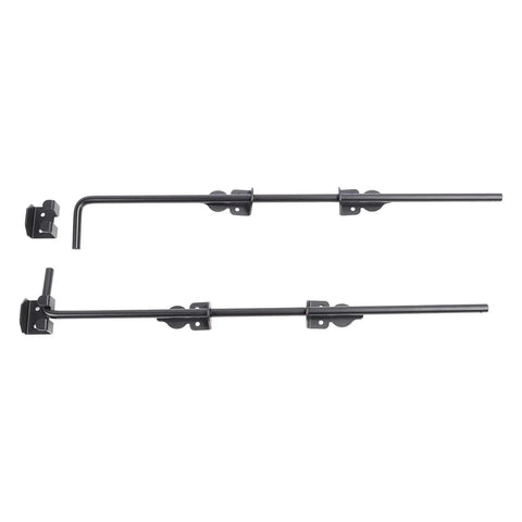 Beefy Heavy Duty 24 Inch Gate Drop Rod For Wood And Metal Fences Black Powder Coated Ground Latch With Mounting Screws Perfect For Locking Single Or Double Gates And Doors Against Wind And Pets, set with brackets