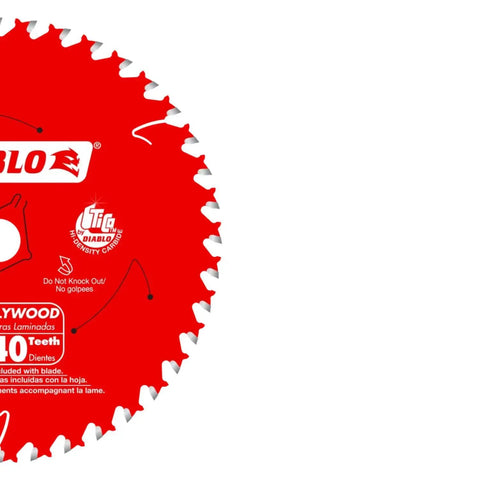Knockout Finishing Trim Saw Blade With 6 1 2 Inch Size And 40 Badass Teeth on a red background for smooth crosscuts.