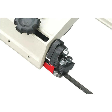 Badass Metal Cutting Bandsaw With Swivel Head And Five By Six Inch Cutting Capacity Powered By Rock Solid Half Horsepower Motor Running Clean On 110V Or 220V For Smooth Shop Chores