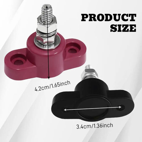 Dead Reliable Rock Solid Top Shelf Heavy Duty Battery Junction Block 2 Piece Quarter Inch Single Stud Power Distribution Bar size comparison.