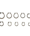 Stainless Steel C Clip Retaining Rings And Washers Kit, 100 Pcs, 8-18mm Bearing Snap Rings Assortment laid out in rows