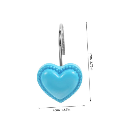 Heart Pendant Shower Curtain Hooks 12 Piece Set Retro Resin Rod Hangers With Easy Glide For Hanging Shower Curtains