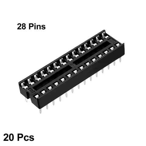 DIP IC Socket Adapter Solder Type 28-Pin Dual-Row Socket, 2.54 mm Pitch, 7.62 mm Row Pitch, 20-Pack