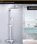 Built Tough Modern Bathroom Rainfall Shower Kit And Tub Faucet Set With Solid Lead Free Brass Chrome Waterfall Mixer Top Tier Fixtures For A No Fuss Home Upgrade in a sleek bathroom setting.