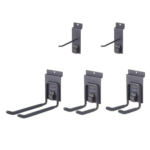 Hooks for Wall Mounted Storage Track System For Garage And Workshop Includes Two 28 Inch PVC Panels And Five Hooks Heavy Duty Support