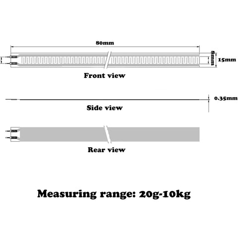 Ultra Thin Film Pressure Sensor 20G To 10KG Range 80mm Long Strip Force Sensing Resistor for Smart Home and Wearable Devices