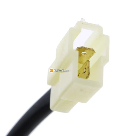 Close-up of the white plug connector for Right As Rain Aftermarket 12V Electric Fuel Pump compatible with John Deere tractors.