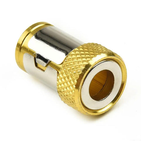 Magnetic Ring Screwdriver Bit Holder For 1/4 Inch Hex Driver Bits, Alloy Steel Magnetizer For Screw Retention, Heavy Duty Bit Accessory For Hand Tools, Keeps Screws In Place And Easy To Retrieve, gold ring close-up