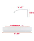 Set Of 10 White Aluminum Finger Pull Handles For Cabinets And Drawers, 9.84 Inch Length With 7.56 Inch Hole Centers, side view