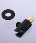 UMJIGF Black Thermostatic Shower System with Cold and Hot Water Wall Mounted Brass Shower Faucet nozzle and washer detail.