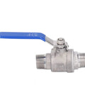 Dang Tough 3/4 Inch Stainless Steel Manual Shutoff Valve With Male Threads Heavy Duty Plumbing Fitting installed angle showcasing valve handle.