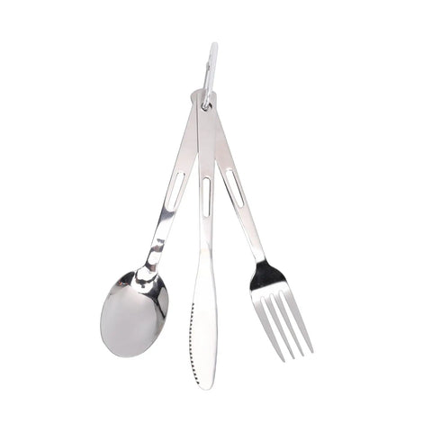 Stainless steel utensils from Camping Tableware Set For Four With Stainless Steel Mess Kit