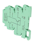 Compact NPN PNP PLC Level Converter For Sensor IO MRI 24TR INV with flame retardant shell, DIN rail mount, ultra slim 6.2 mm design.