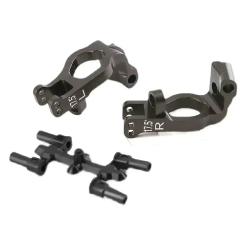Precision Machined Aluminum C Hub Carrier Caster Block For 1/8 Scale Rc Buggies And Trucks With 17.5 Degree Camber Angle assembly showing left and right blocks with connectors.