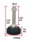 Pro Grade Heavy Duty Swivel Leveling Feet With Four Inch Round Platform For Furniture And Industrial Workbenches dimensions M16 158mm tall