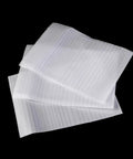 Foam Cushioning Pouches Pro Grade Pack of 100 full coverage EPE pearl cotton wrap for fragile items and cups, shown stacked on black